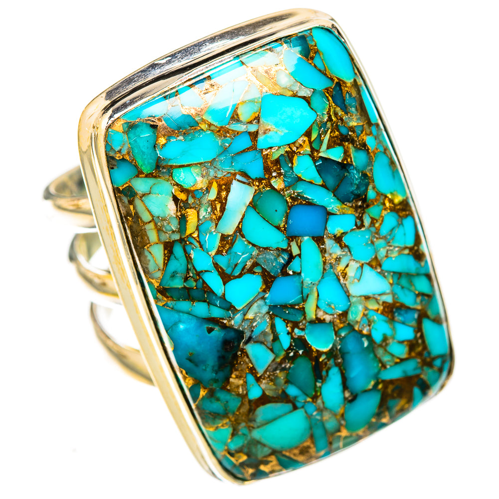 Blue Copper Composite Turquoise Rings handcrafted by Ana Silver Co - RING122867 - Photo 2