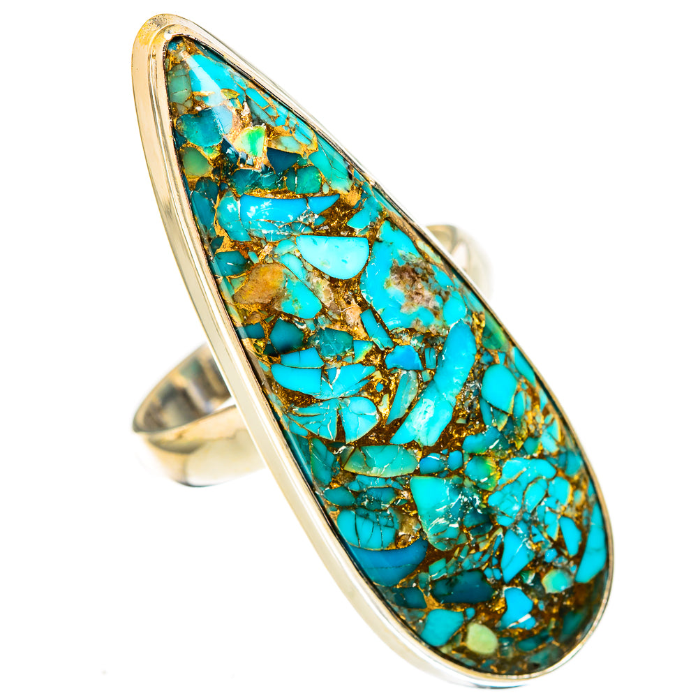Blue Copper Composite Turquoise Rings handcrafted by Ana Silver Co - RING122901 - Photo 2