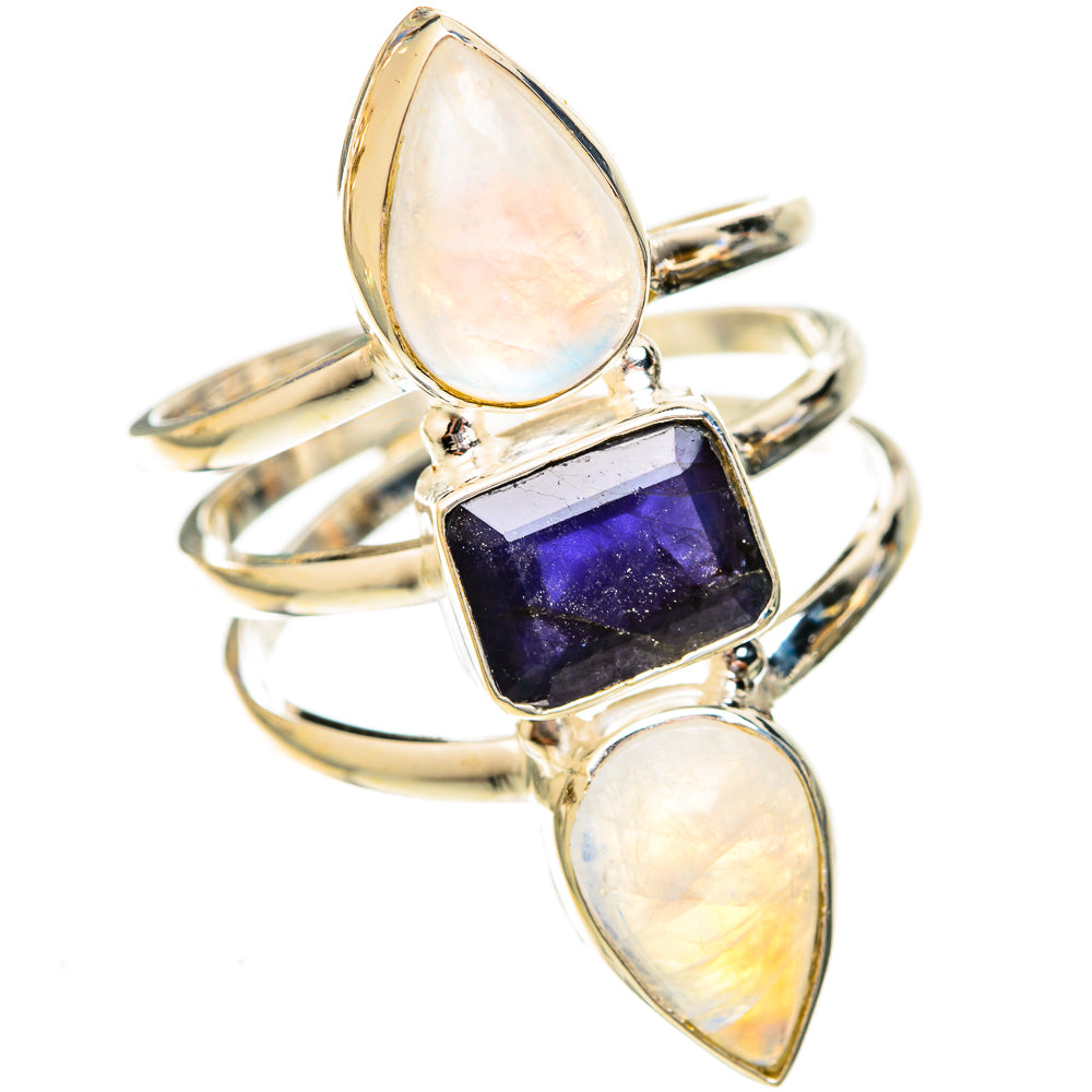Rainbow Moonstone Rings handcrafted by Ana Silver Co - RING122928 - Photo 2