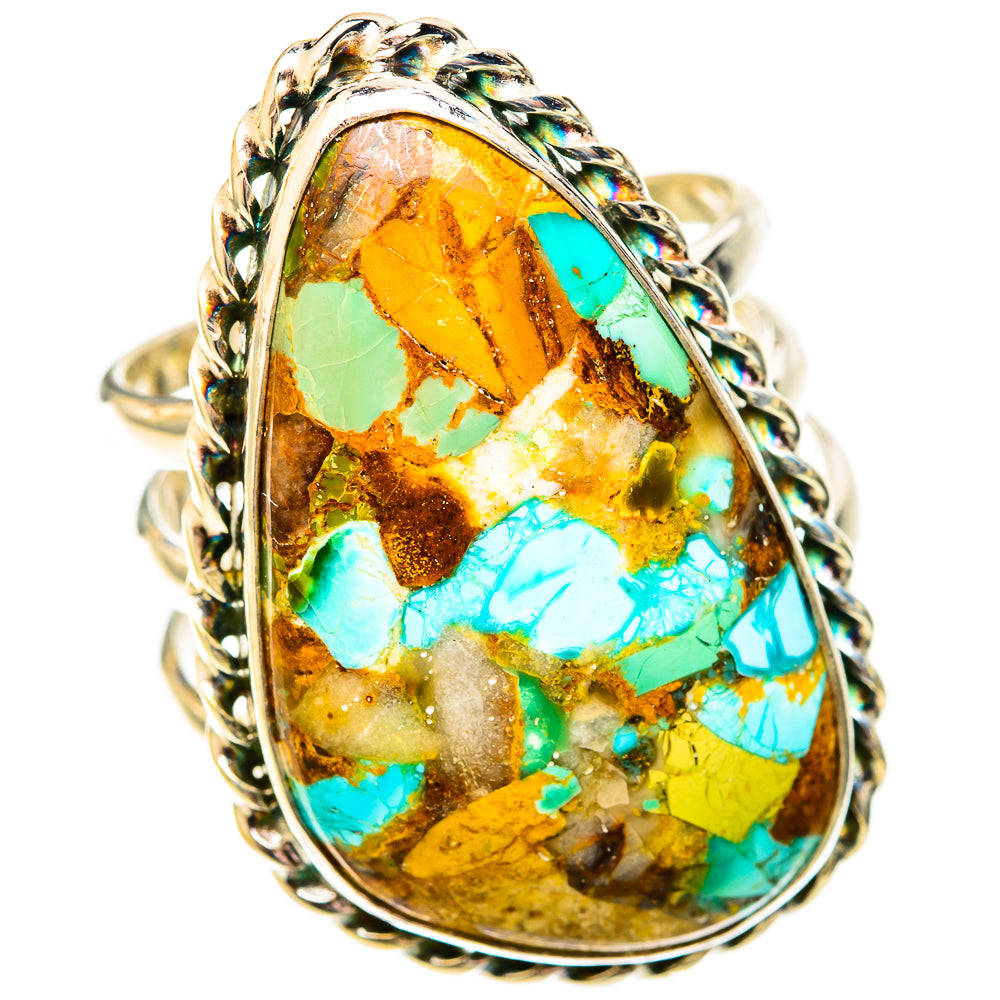 Blue Copper Composite Turquoise Rings handcrafted by Ana Silver Co - RING122938 - Photo 2