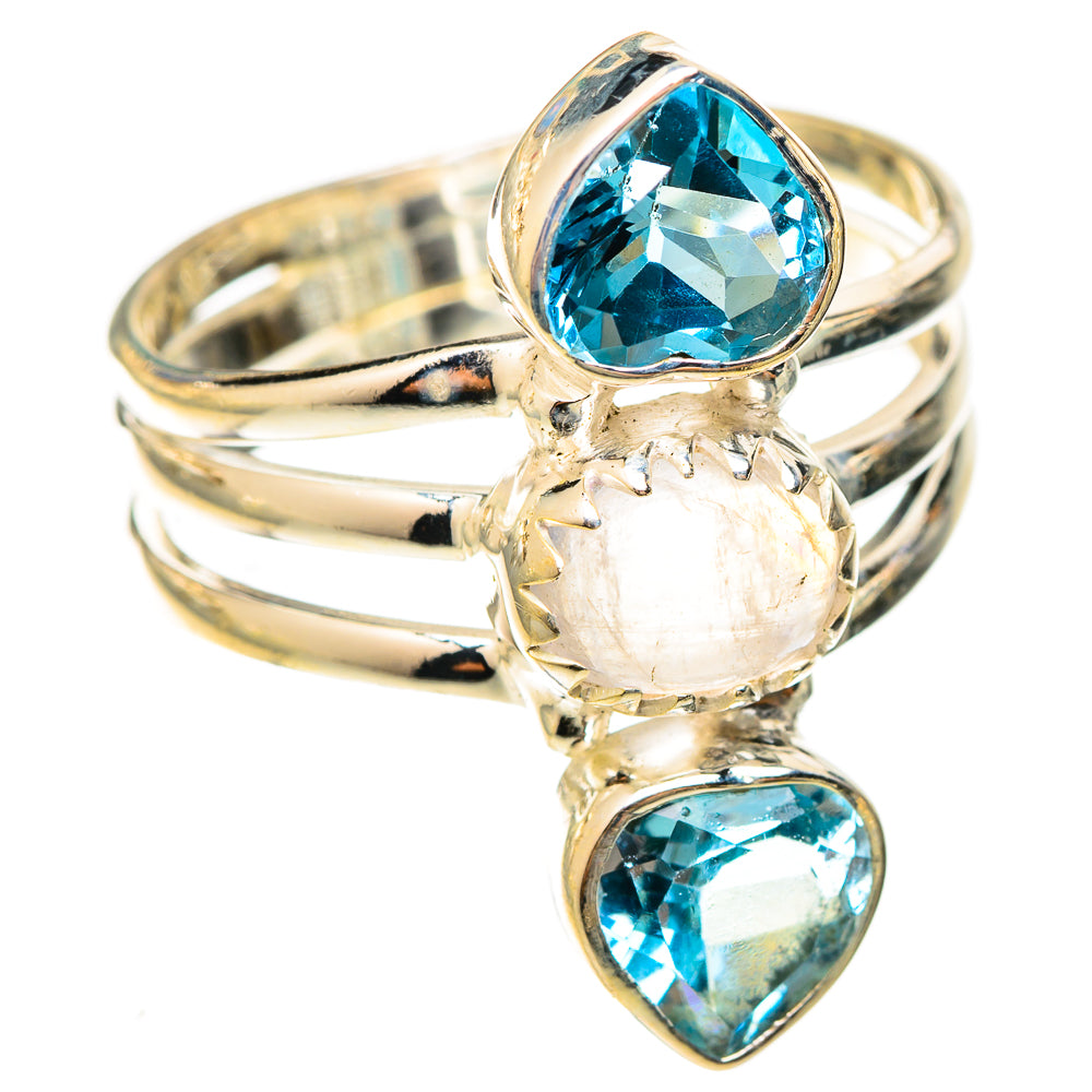 Rainbow Moonstone Rings handcrafted by Ana Silver Co - RING123017 - Photo 2