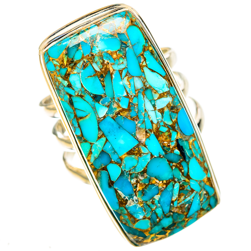 Blue Copper Composite Turquoise Rings handcrafted by Ana Silver Co - RING123226 - Photo 2