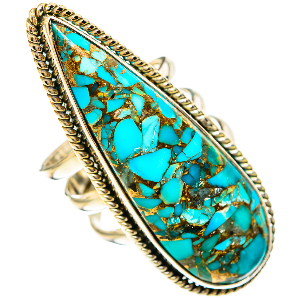 Blue Copper Composite Turquoise Rings handcrafted by Ana Silver Co - RING123264 - Photo 2