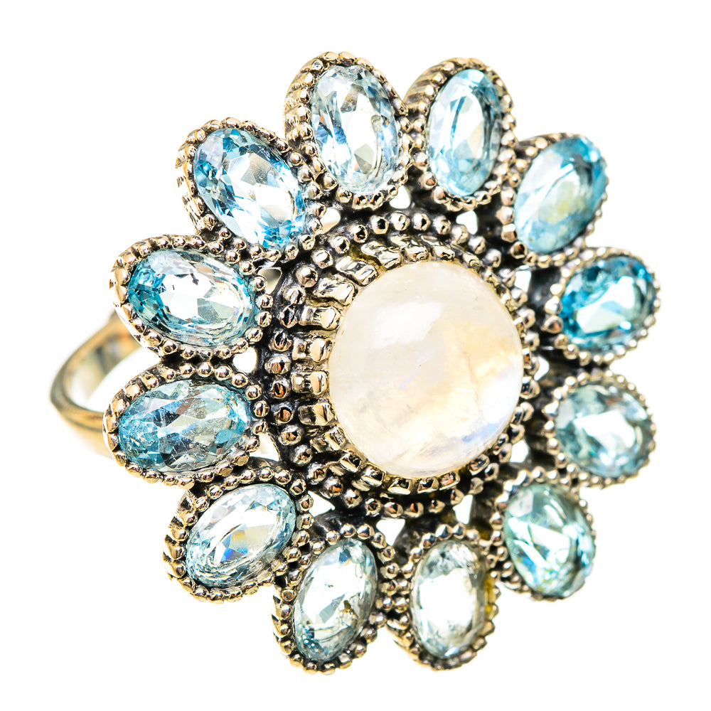 Rainbow Moonstone Rings handcrafted by Ana Silver Co - RING123281 - Photo 2