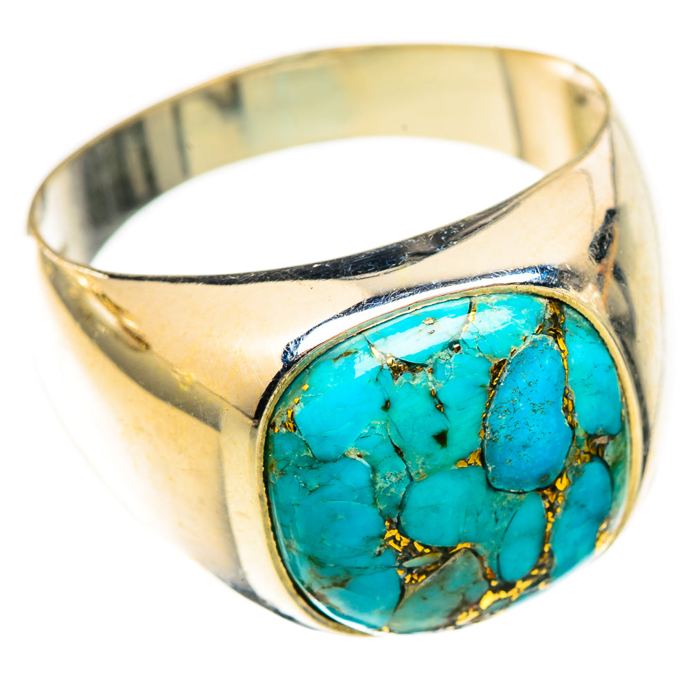 Blue Copper Composite Turquoise Rings handcrafted by Ana Silver Co - RING123420 - Photo 2