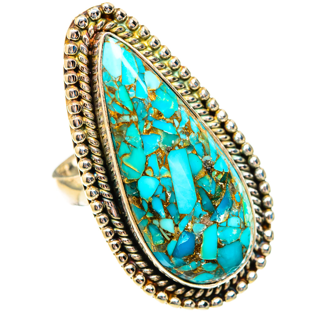 Blue Copper Composite Turquoise Rings handcrafted by Ana Silver Co - RING123512 - Photo 2