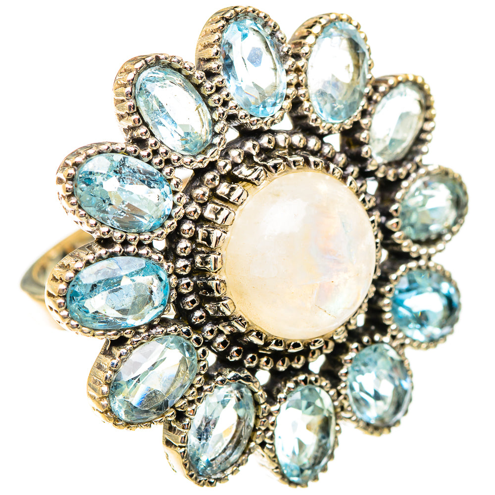 Rainbow Moonstone Rings handcrafted by Ana Silver Co - RING123533 - Photo 2