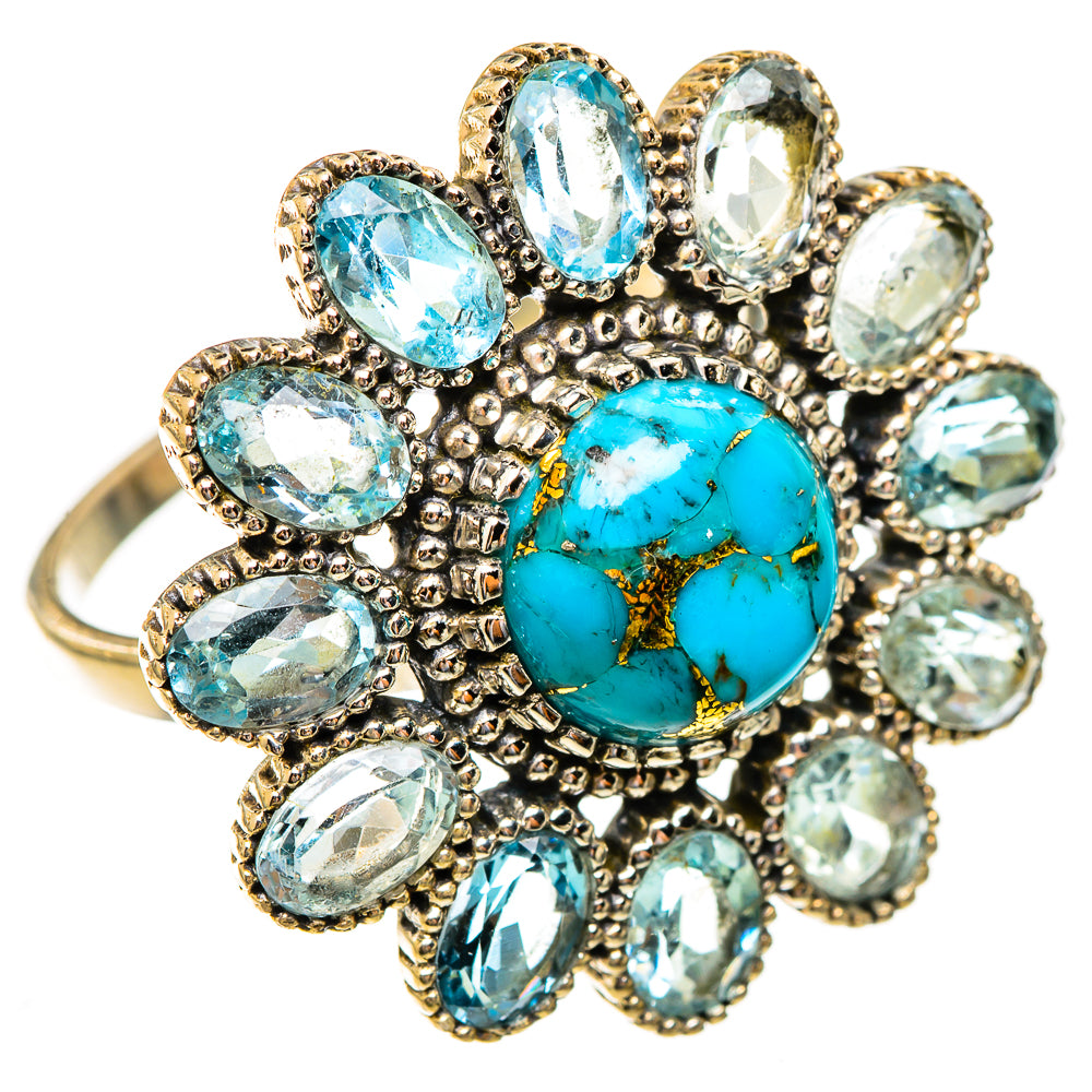 Blue Copper Composite Turquoise Rings handcrafted by Ana Silver Co - RING123554 - Photo 2