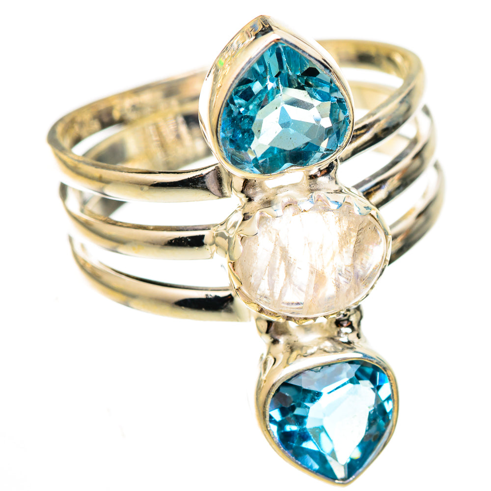 Rainbow Moonstone Rings handcrafted by Ana Silver Co - RING123745 - Photo 2