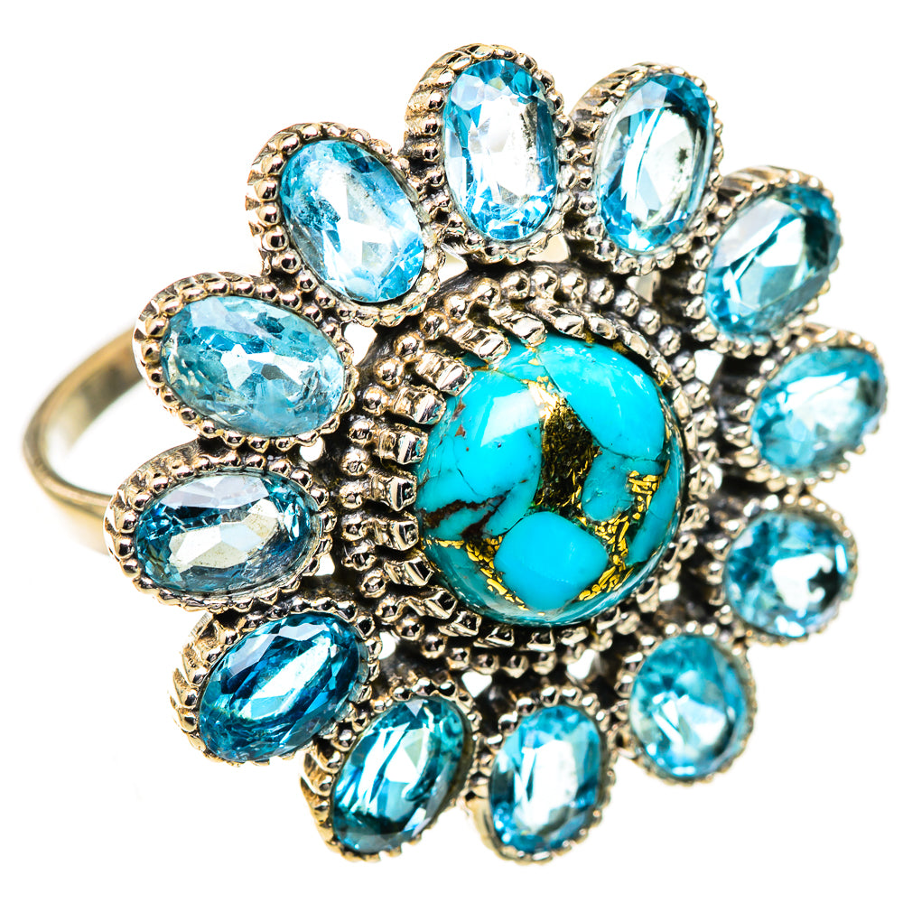 Blue Copper Composite Turquoise Rings handcrafted by Ana Silver Co - RING123811 - Photo 2