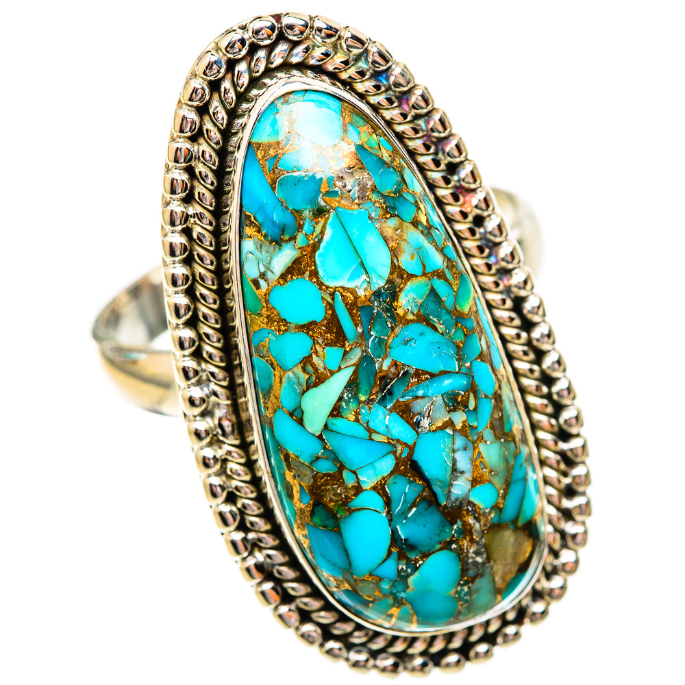 Blue Copper Composite Turquoise Rings handcrafted by Ana Silver Co - RING123853 - Photo 2
