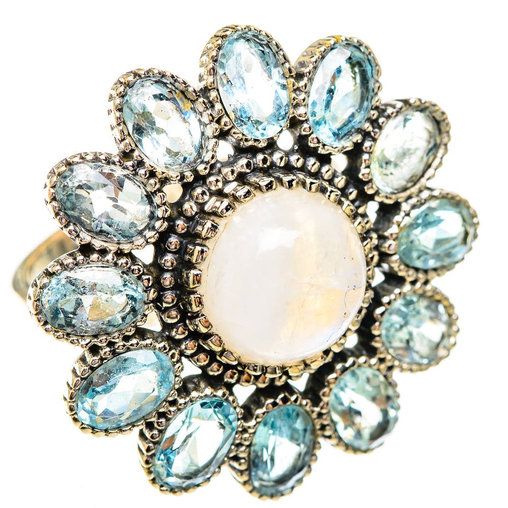 Rainbow Moonstone Rings handcrafted by Ana Silver Co - RING123855 - Photo 2