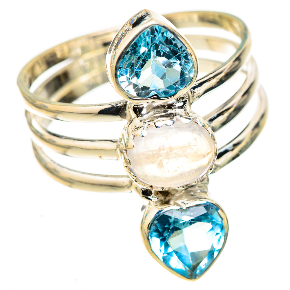 Rainbow Moonstone Rings handcrafted by Ana Silver Co - RING124031 - Photo 2