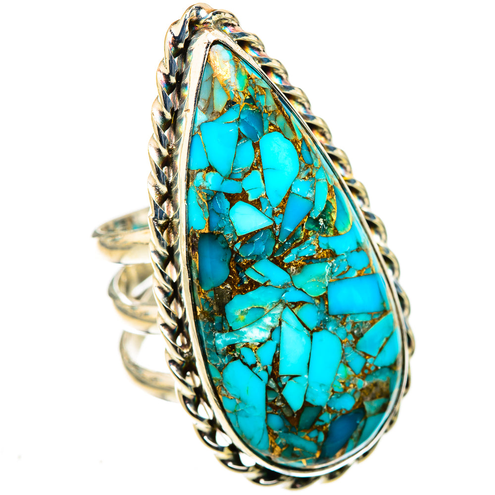 Blue Copper Composite Turquoise Rings handcrafted by Ana Silver Co - RING124094 - Photo 2