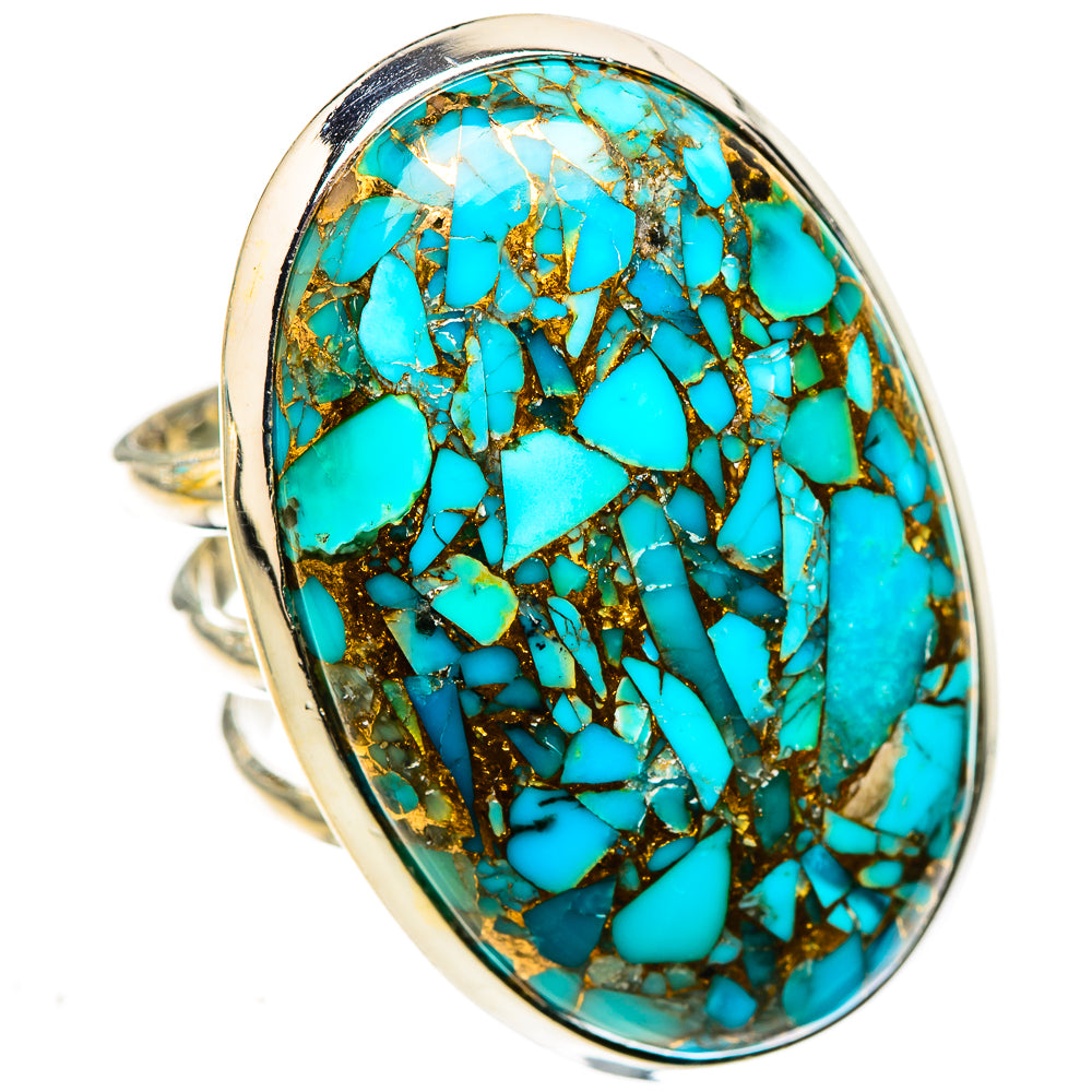 Blue Copper Composite Turquoise Rings handcrafted by Ana Silver Co - RING124121 - Photo 2