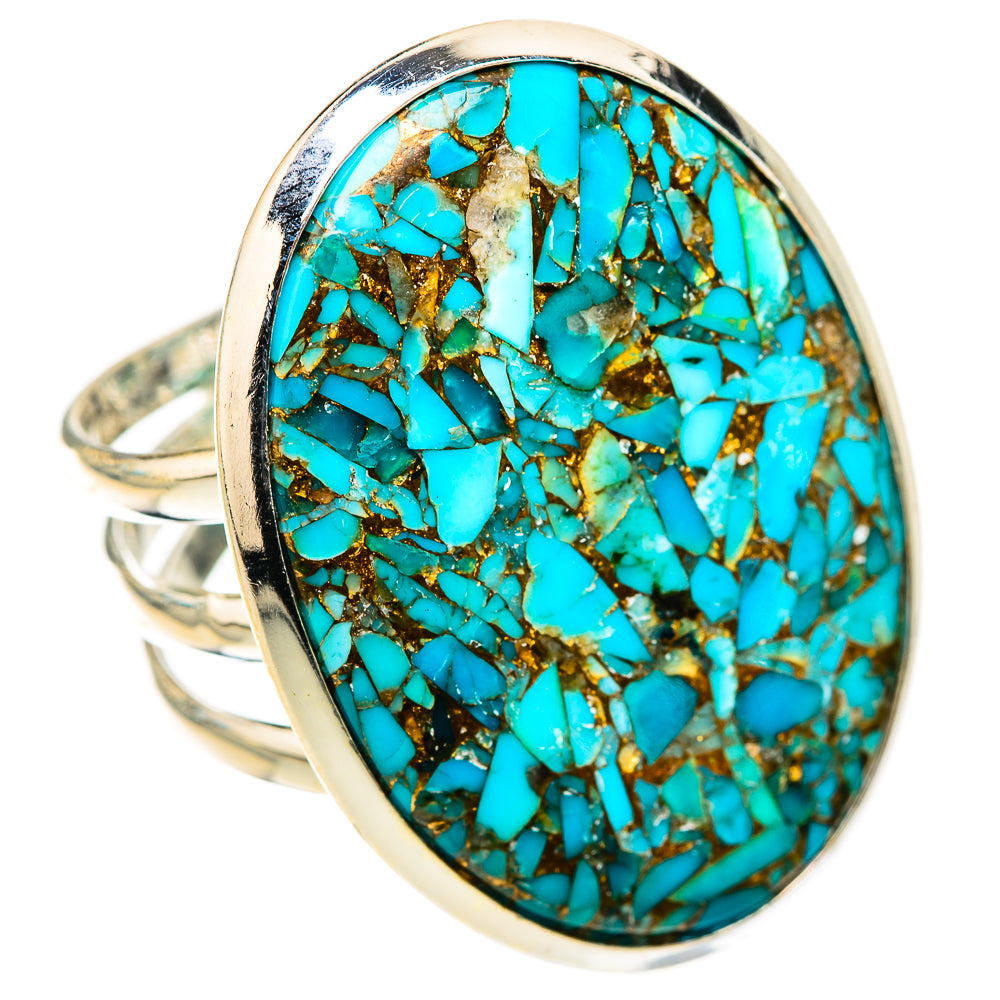 Blue Copper Composite Turquoise Rings handcrafted by Ana Silver Co - RING124149 - Photo 2