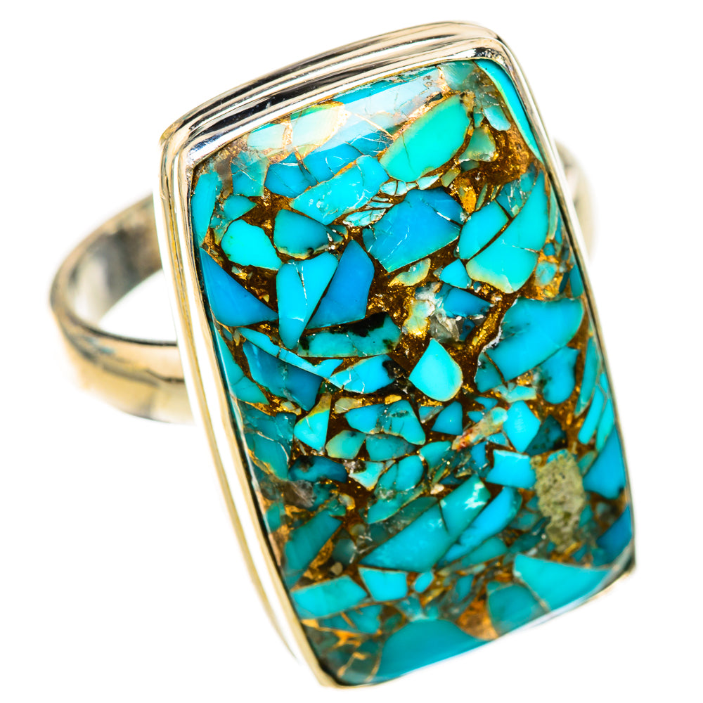 Blue Copper Composite Turquoise Rings handcrafted by Ana Silver Co - RING124174 - Photo 2