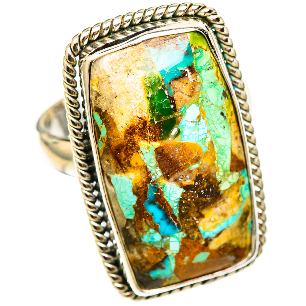 Blue Copper Composite Turquoise Rings handcrafted by Ana Silver Co - RING124699 - Photo 2