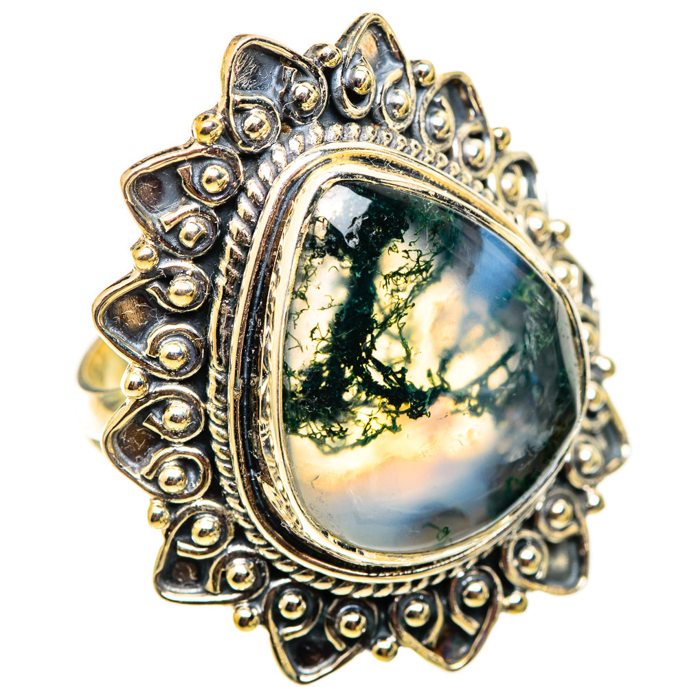 Green Moss Agate Rings handcrafted by Ana Silver Co - RING124712 - Photo 2