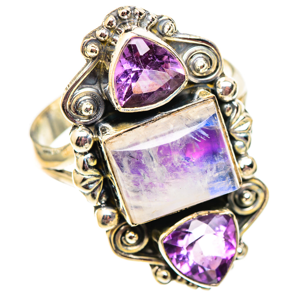 Rainbow Moonstone Rings handcrafted by Ana Silver Co - RING124750 - Photo 2