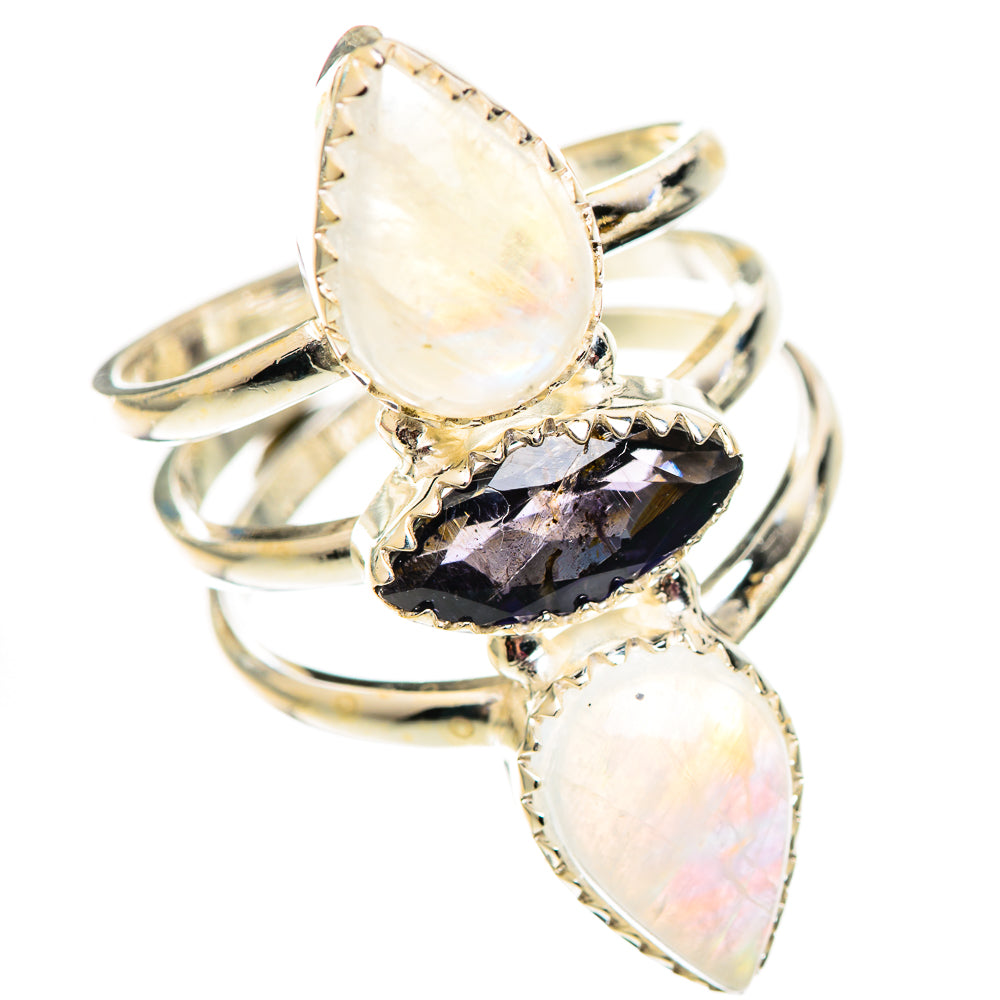 Rainbow Moonstone Rings handcrafted by Ana Silver Co - RING124778 - Photo 2