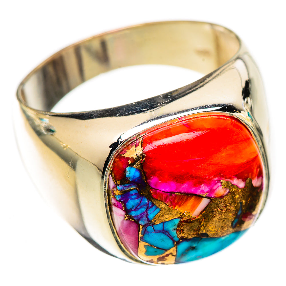 Kingman Pink Dahlia Turquoise Rings handcrafted by Ana Silver Co - RING124816 - Photo 2