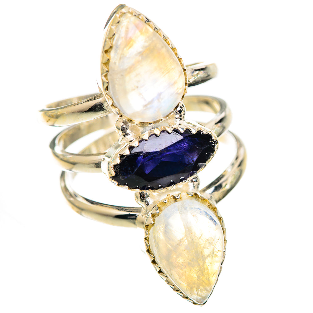 Rainbow Moonstone Rings handcrafted by Ana Silver Co - RING125002 - Photo 2