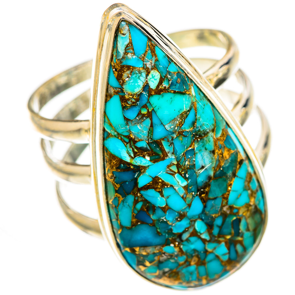 Blue Copper Composite Turquoise Rings handcrafted by Ana Silver Co - RING125048 - Photo 2