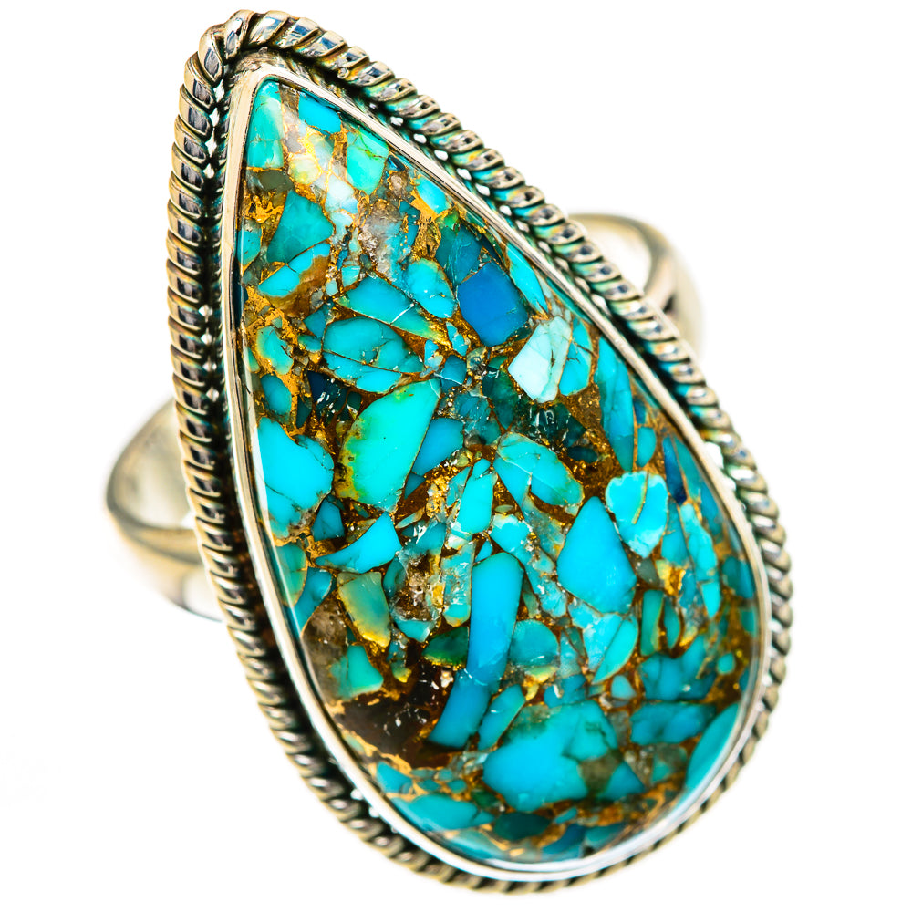 Blue Copper Composite Turquoise Rings handcrafted by Ana Silver Co - RING125074 - Photo 2
