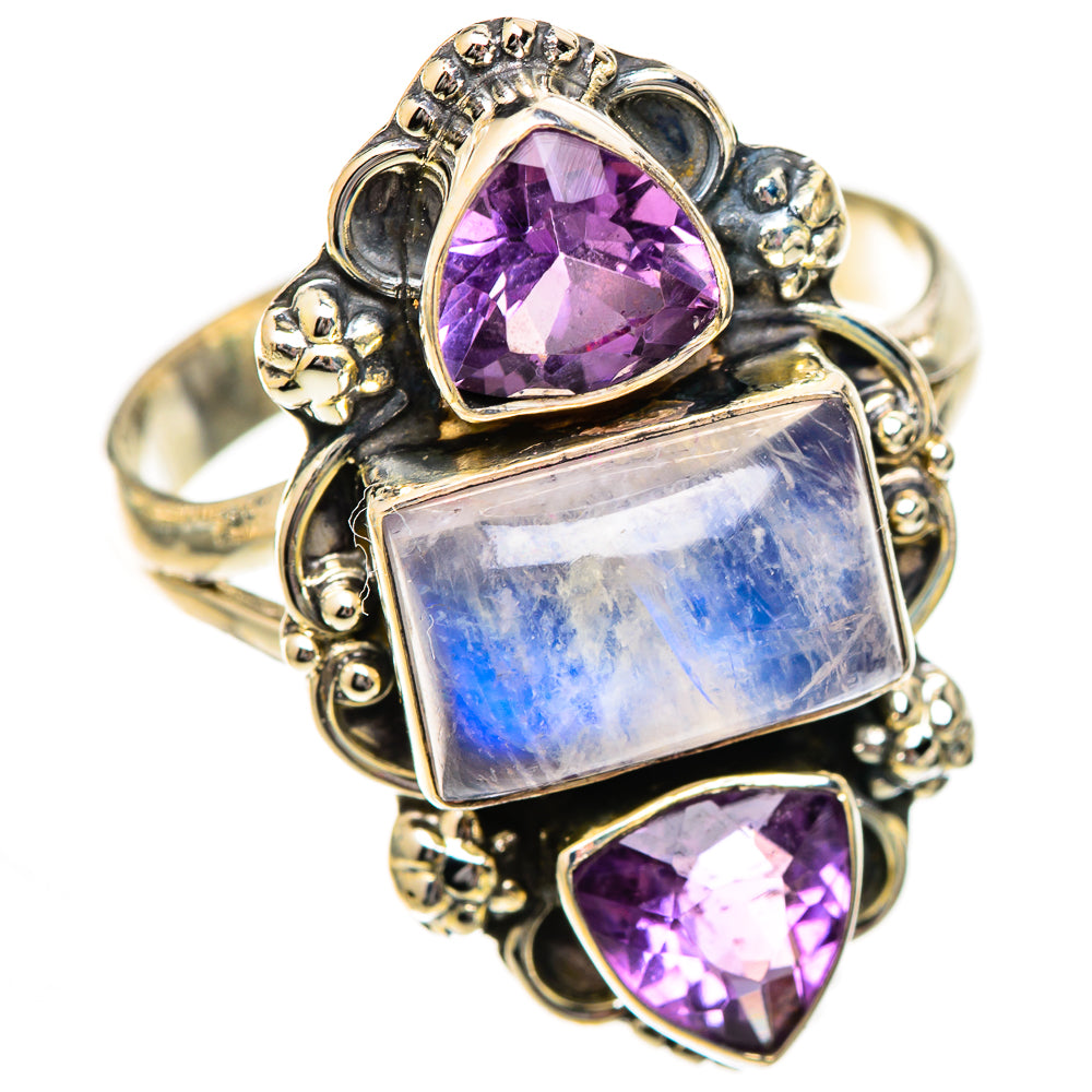 Rainbow Moonstone Rings handcrafted by Ana Silver Co - RING125241 - Photo 2
