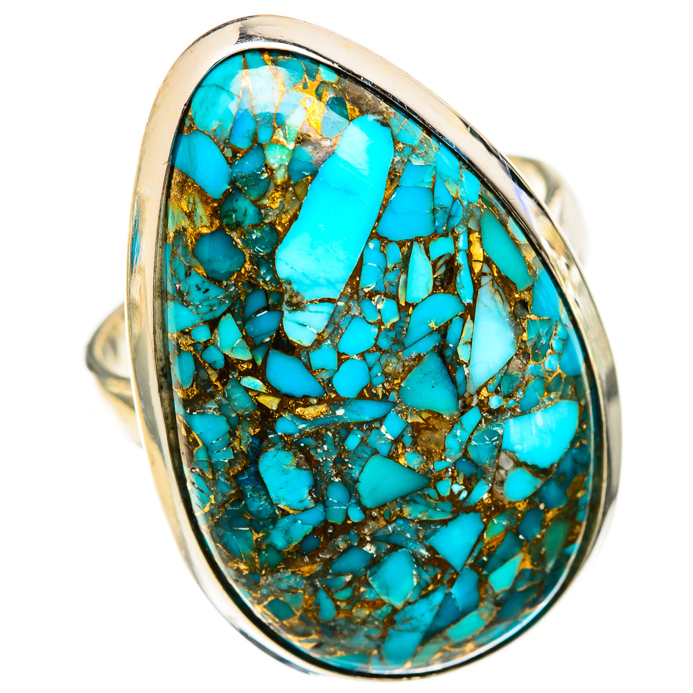 Blue Copper Composite Turquoise Rings handcrafted by Ana Silver Co - RING125297 - Photo 2