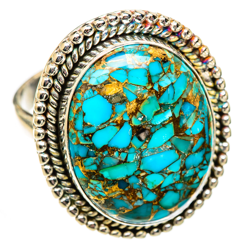 Blue Copper Composite Turquoise Rings handcrafted by Ana Silver Co - RING125318 - Photo 2