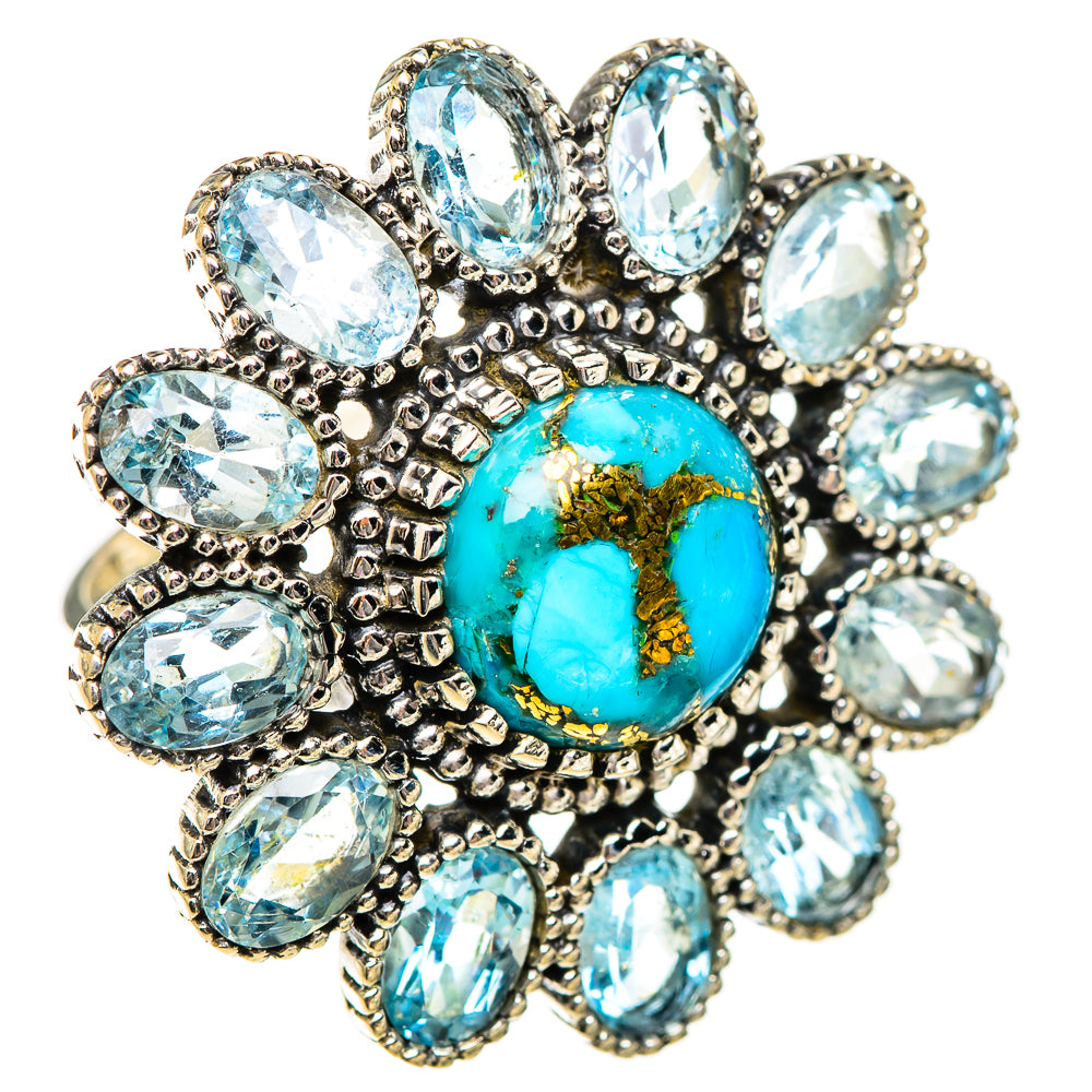 Blue Copper Composite Turquoise Rings handcrafted by Ana Silver Co - RING125339 - Photo 2