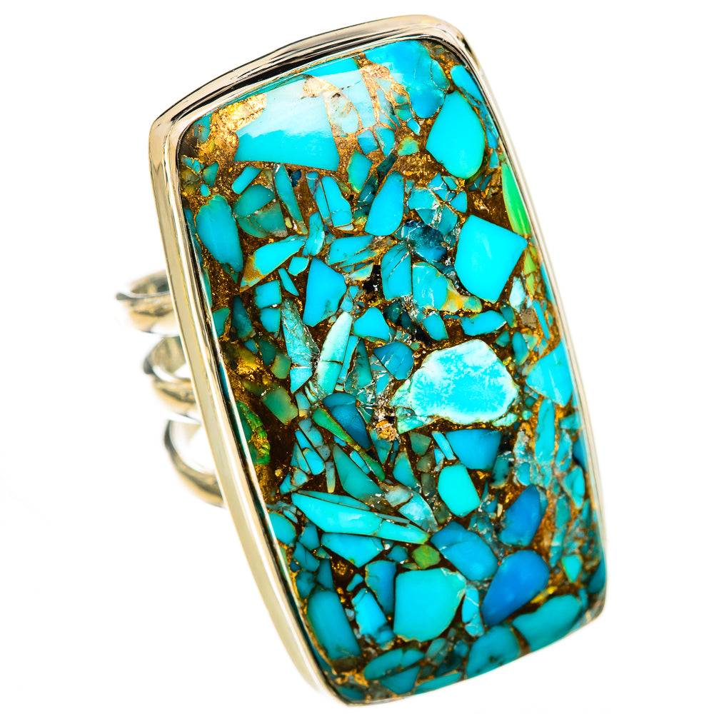 Blue Copper Composite Turquoise Rings handcrafted by Ana Silver Co - RING125351 - Photo 2