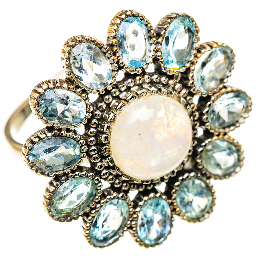 Rainbow Moonstone Rings handcrafted by Ana Silver Co - RING125535 - Photo 2