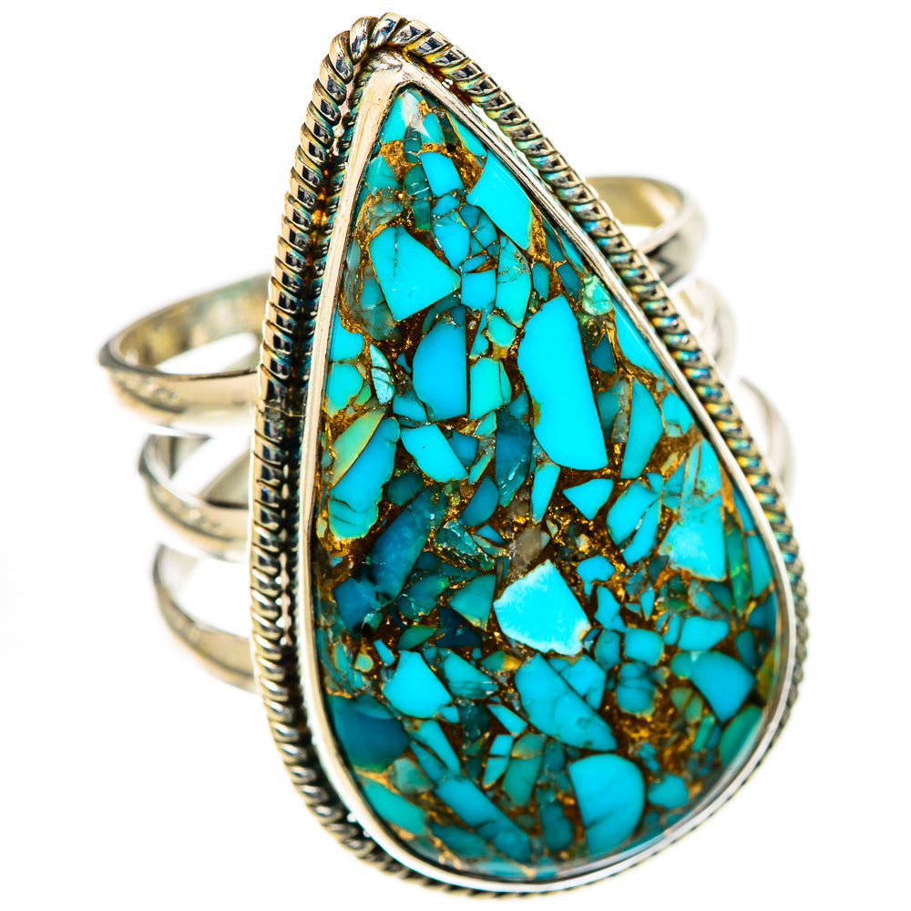 Blue Copper Composite Turquoise Rings handcrafted by Ana Silver Co - RING125601 - Photo 2