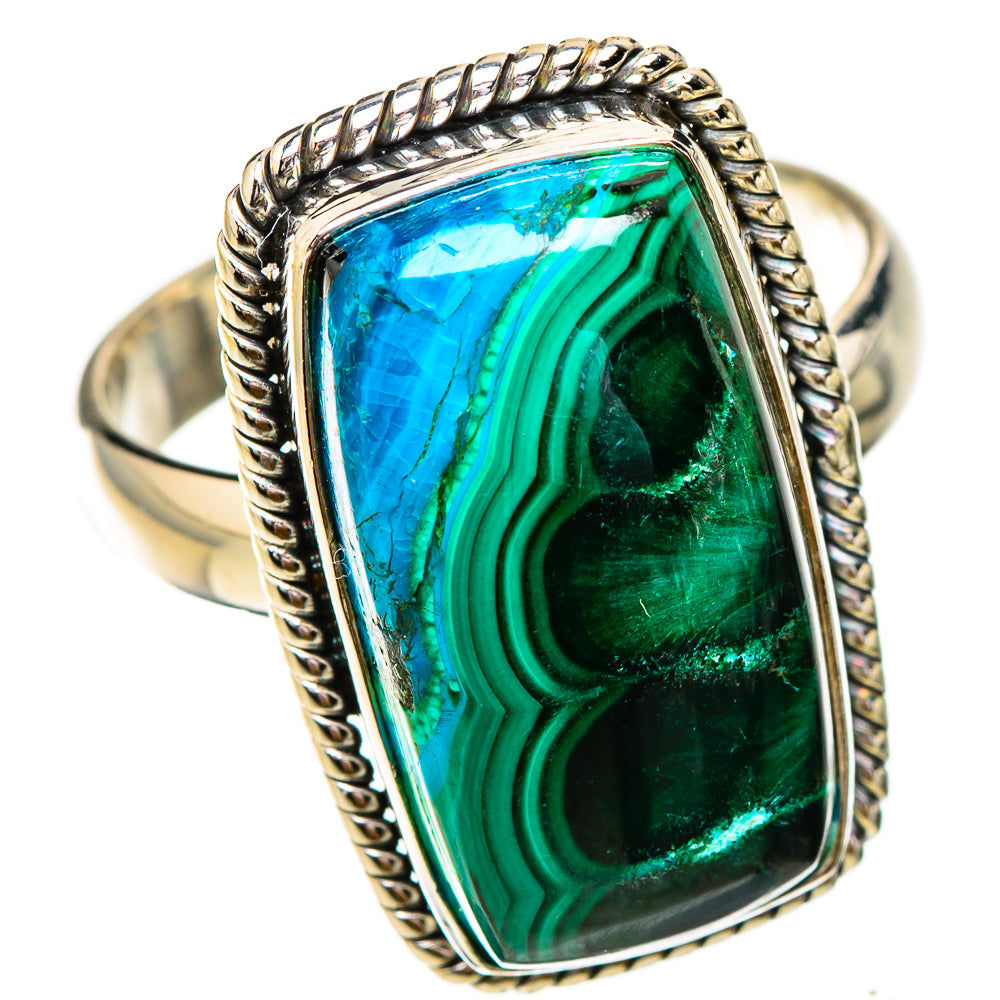 Malachite In Chrysocolla Rings handcrafted by Ana Silver Co - RING125798 - Photo 2