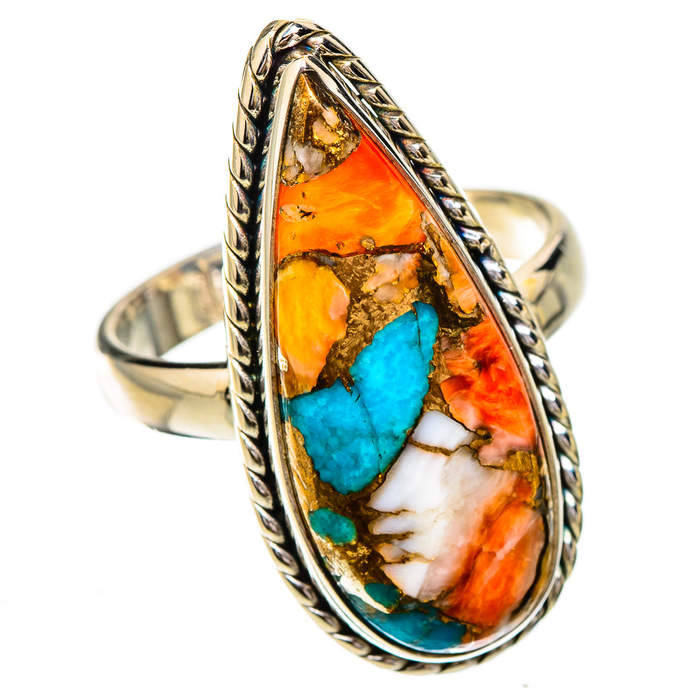 Spiny Oyster Turquoise Rings handcrafted by Ana Silver Co - RING125816 - Photo 2