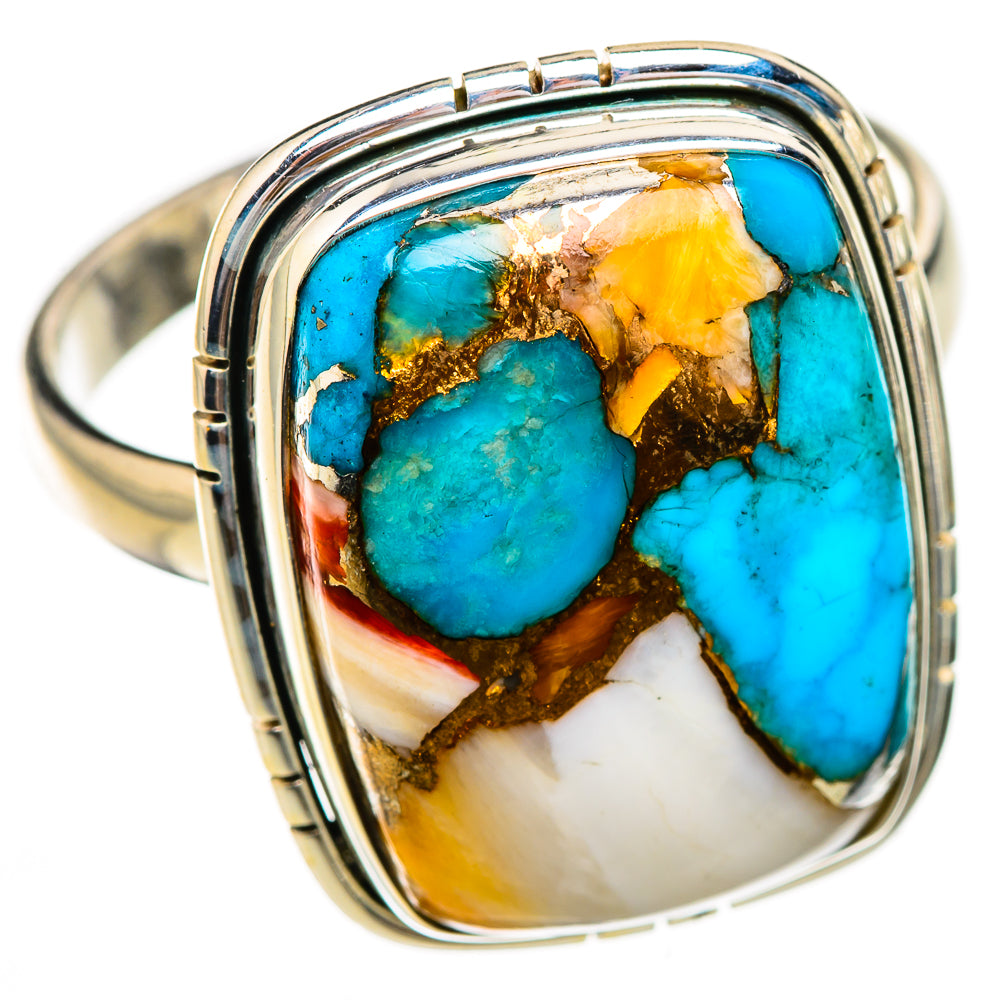 Spiny Oyster Turquoise Rings handcrafted by Ana Silver Co - RING125870 - Photo 2