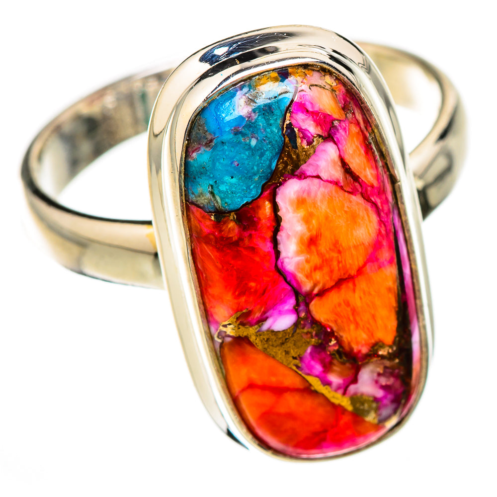 Kingman Pink Dahlia Turquoise Rings handcrafted by Ana Silver Co - RING125906 - Photo 2
