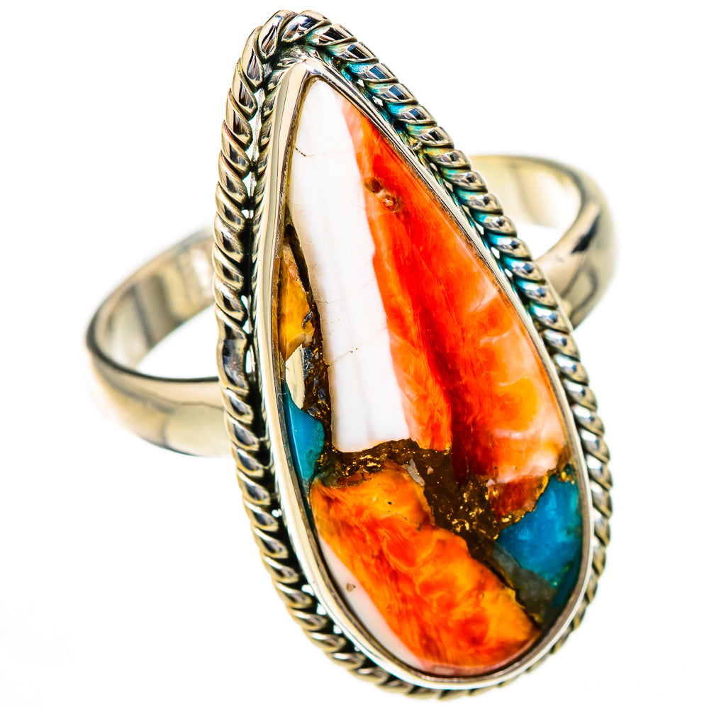 Spiny Oyster Turquoise Rings handcrafted by Ana Silver Co - RING125940 - Photo 2