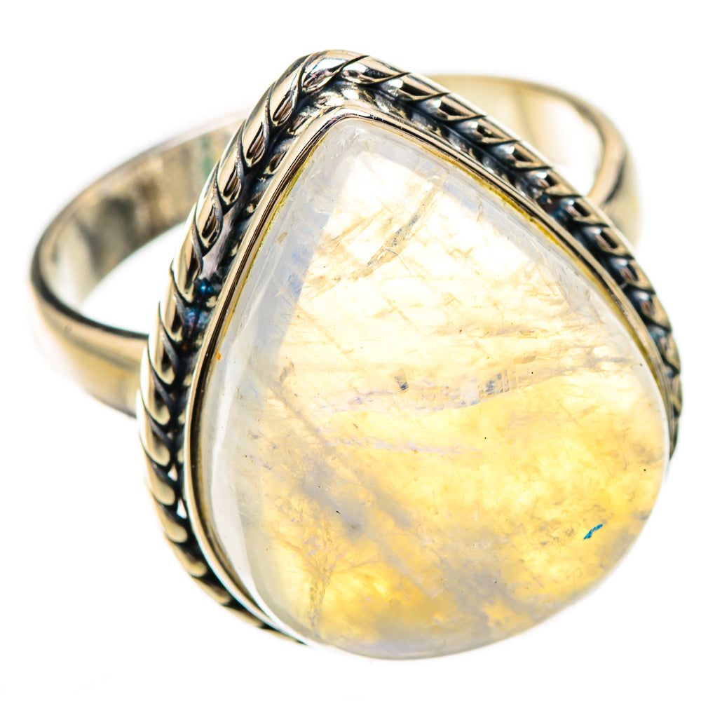 Rainbow Moonstone Rings handcrafted by Ana Silver Co - RING126012 - Photo 2