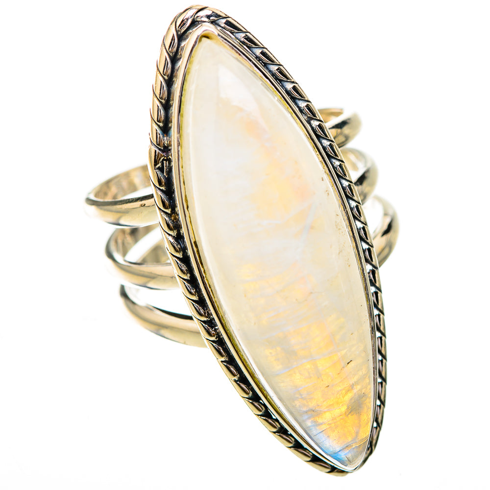 Rainbow Moonstone Rings handcrafted by Ana Silver Co - RING126043 - Photo 2
