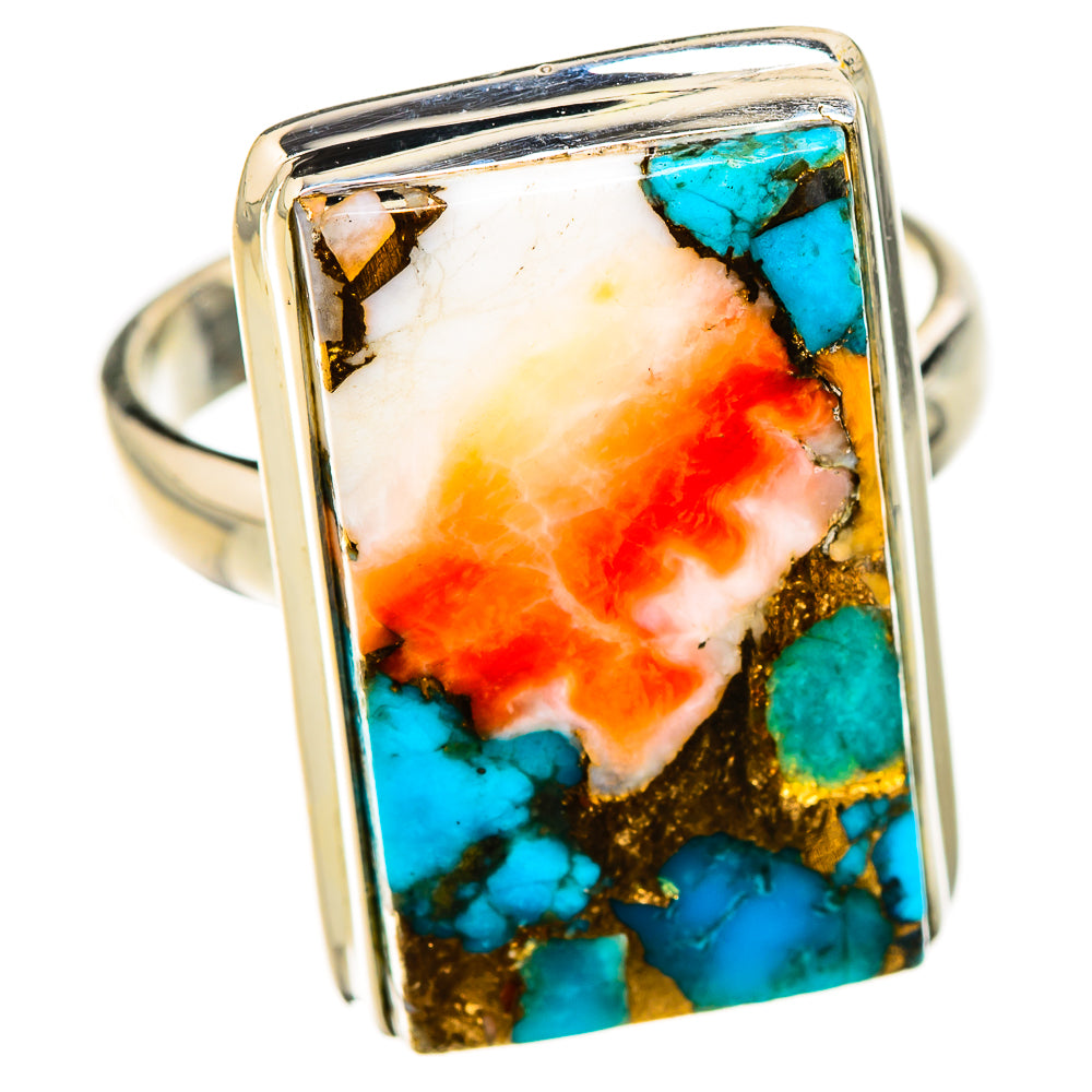 Spiny Oyster Turquoise Rings handcrafted by Ana Silver Co - RING126273 - Photo 2