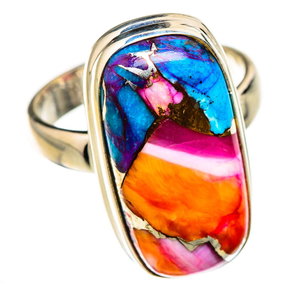 Kingman Pink Dahlia Turquoise Rings handcrafted by Ana Silver Co - RING126275 - Photo 2