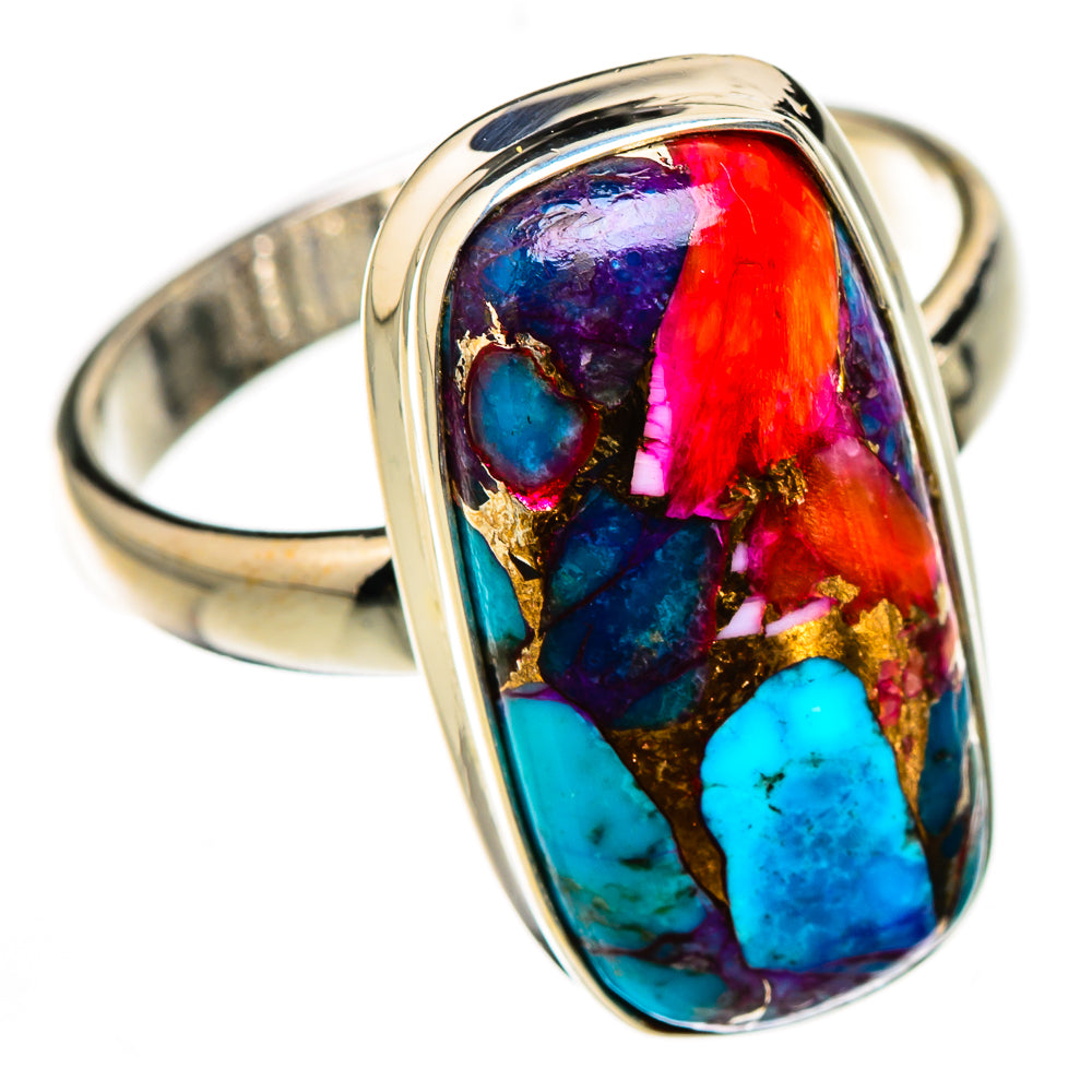 Kingman Pink Dahlia Turquoise Rings handcrafted by Ana Silver Co - RING126418 - Photo 2