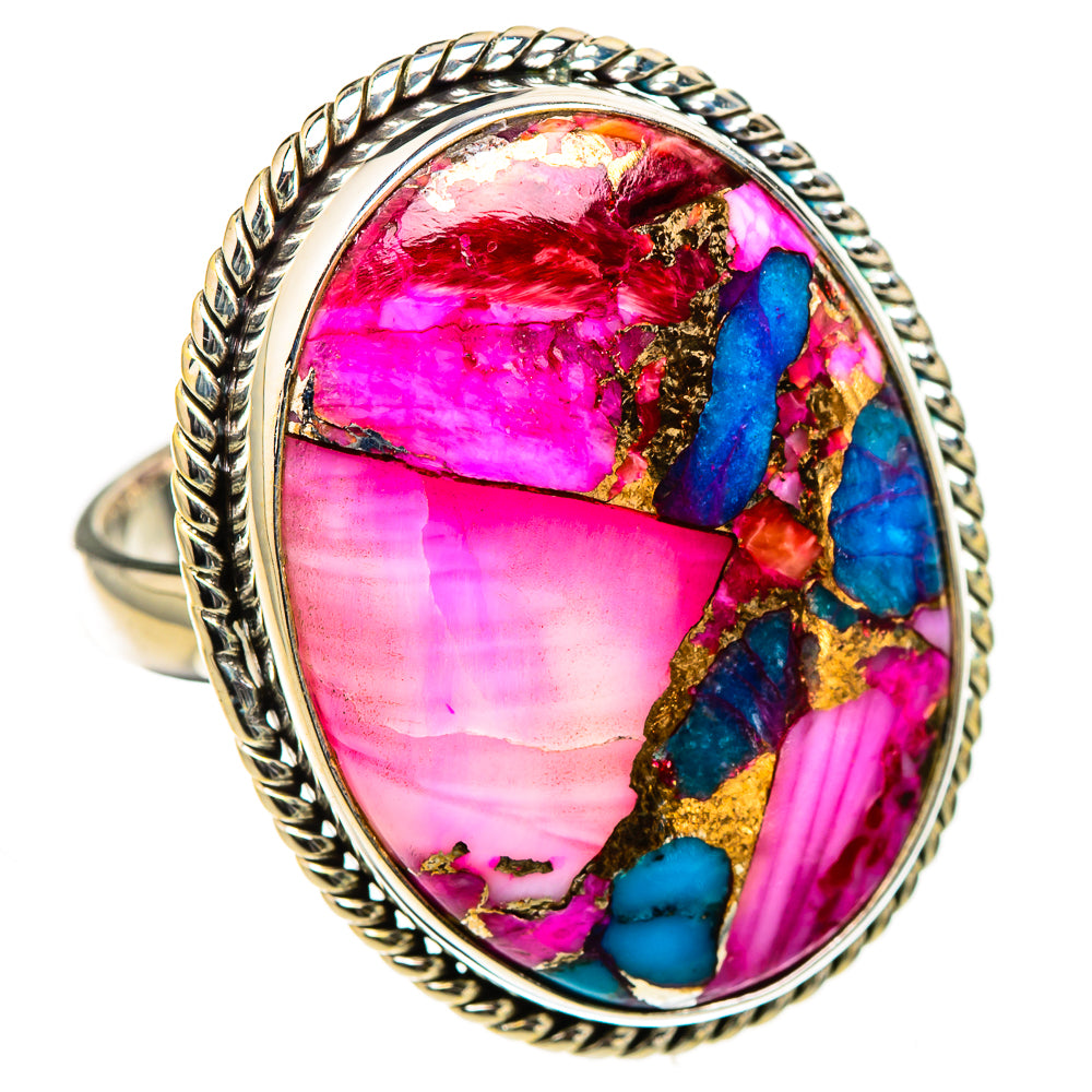 Kingman Pink Dahlia Turquoise Rings handcrafted by Ana Silver Co - RING126603 - Photo 2