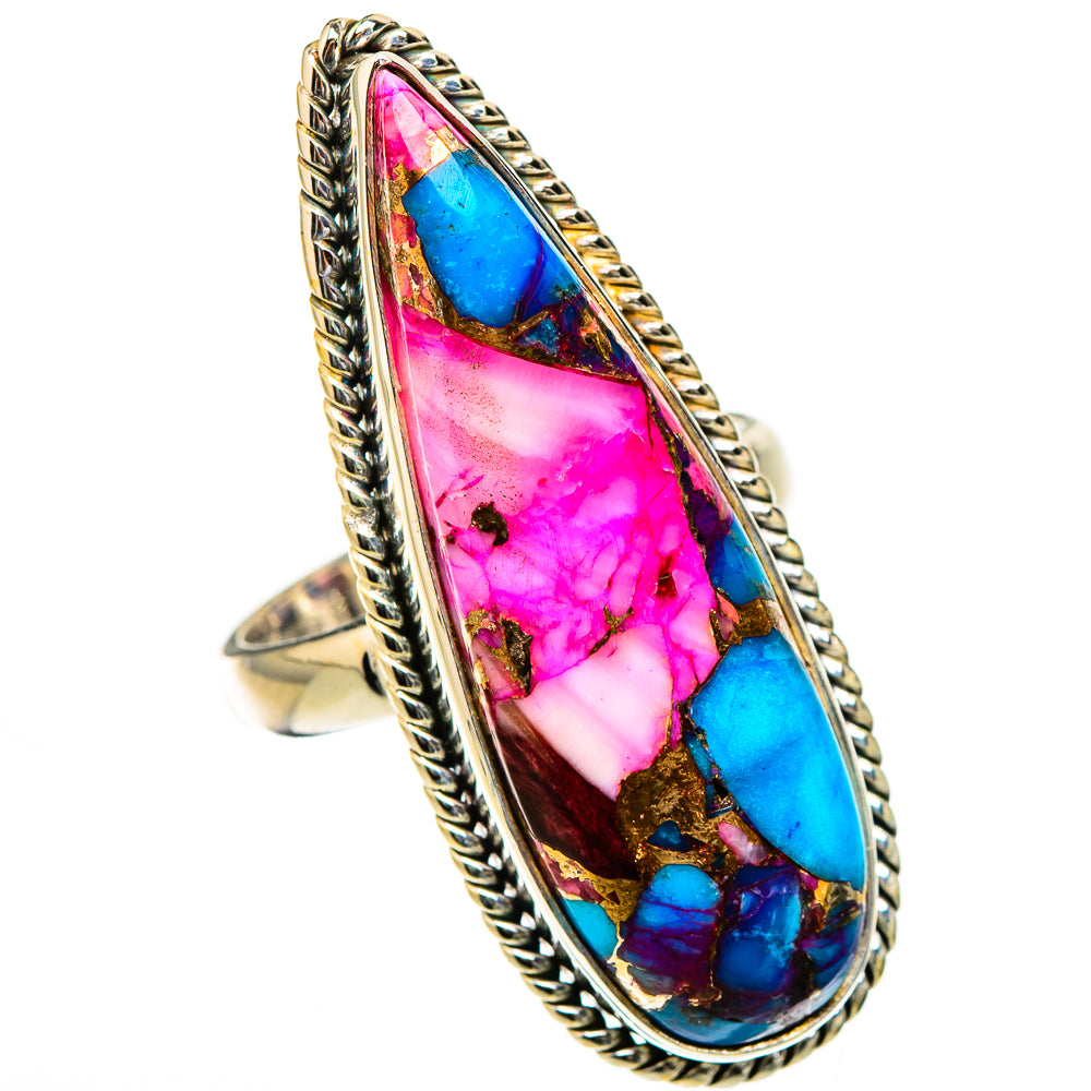 Kingman Pink Dahlia Turquoise Rings handcrafted by Ana Silver Co - RING126606 - Photo 2