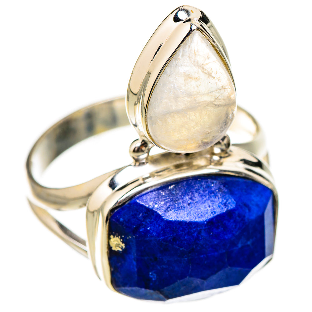 Lapis Lazuli, Rainbow Moonstone Rings handcrafted by Ana Silver Co - RING126686 - Photo 2