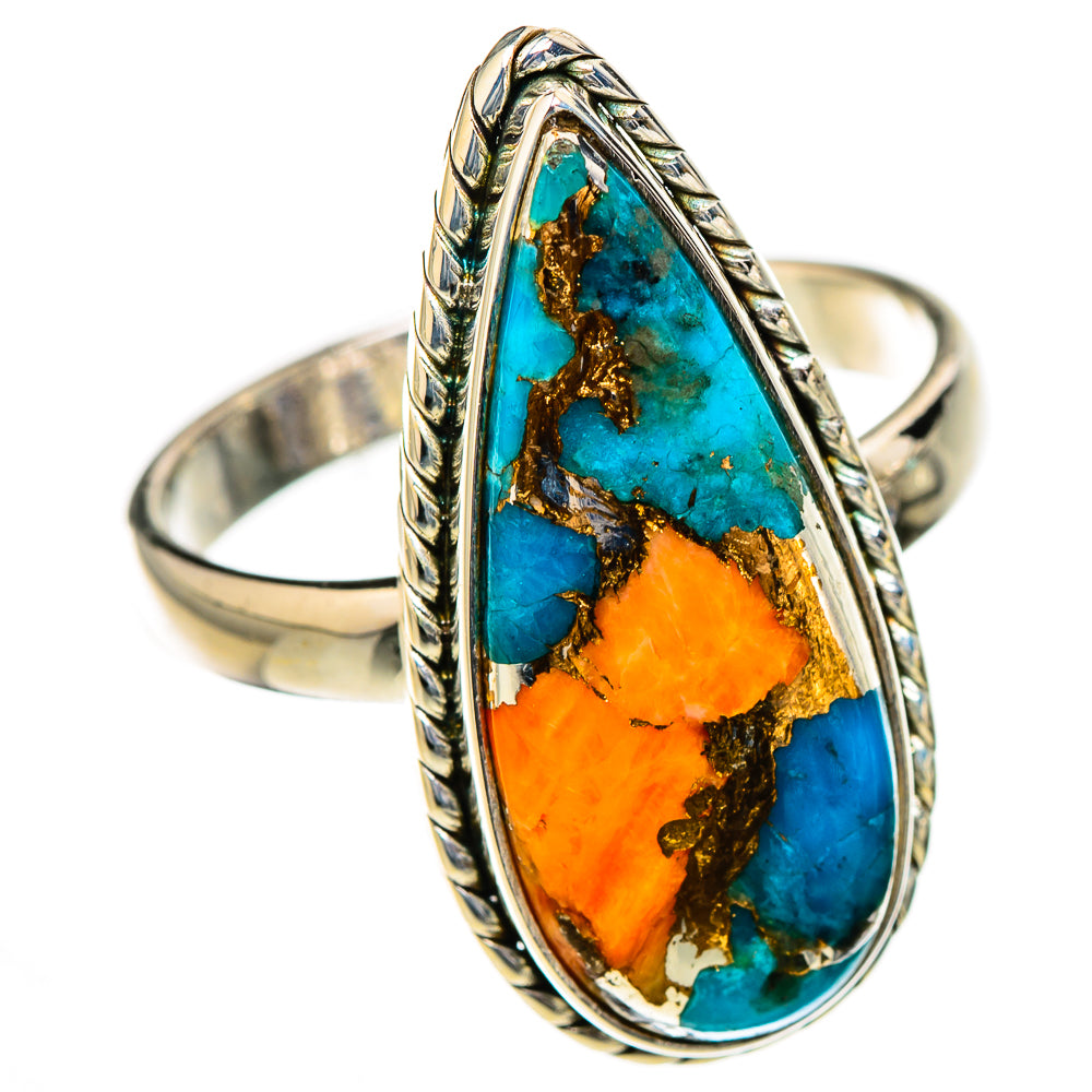 Spiny Oyster Turquoise Rings handcrafted by Ana Silver Co - RING126704 - Photo 2